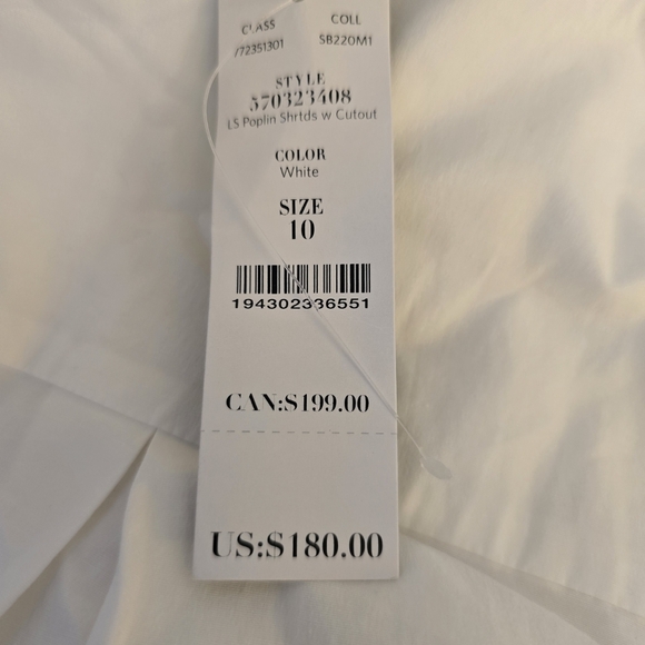 White House Black Market White LS Poplin Shirtdress With Cutouts Size 10 NWT - Picture 11 of 12